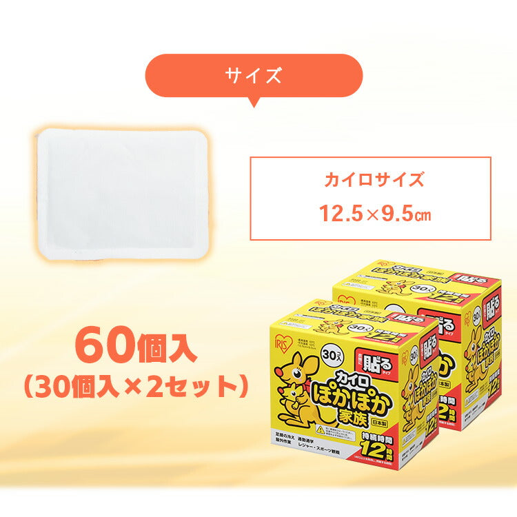 【カートアップNG】【2個セット】カイロ 貼る レギュラー 30枚×2個 ぽかぽか家族 PKN-30HR貼るカイロ レギュラーサイズ 使い捨てカイロ 使い捨て あったかグッズ 冷え冬 持ち運び 運動 レジャー スポーツ スポーツ観戦 屋外作業 アイリスオーヤマ