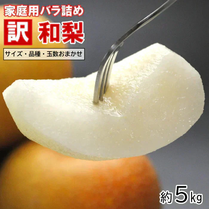 訳あり 和梨 5kg前後 産地箱詰め 10-24玉前後 なし 梨 ナシ 品種・サイズ・玉数おまかせご家庭用にたっぷり5kg箱