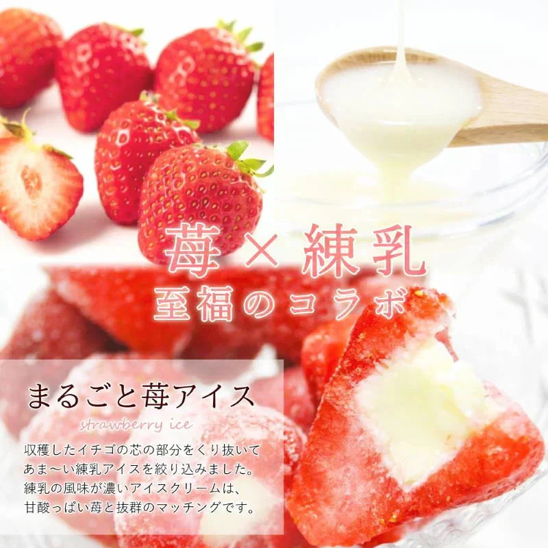 2種ベリーアイスセット まるごと苺アイス10粒＆冷凍ブルーベリー（100g）4カップ詰合せ　化粧箱 ギフト 冷凍 国産 いちご イチゴ ストロベリー  ベリー 冷凍果実 フルーツ アイス あいす