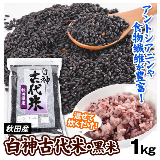 黒米 1kg 1袋 秋田産 白神古代米 もち玄米【2025年1月中旬より発送】