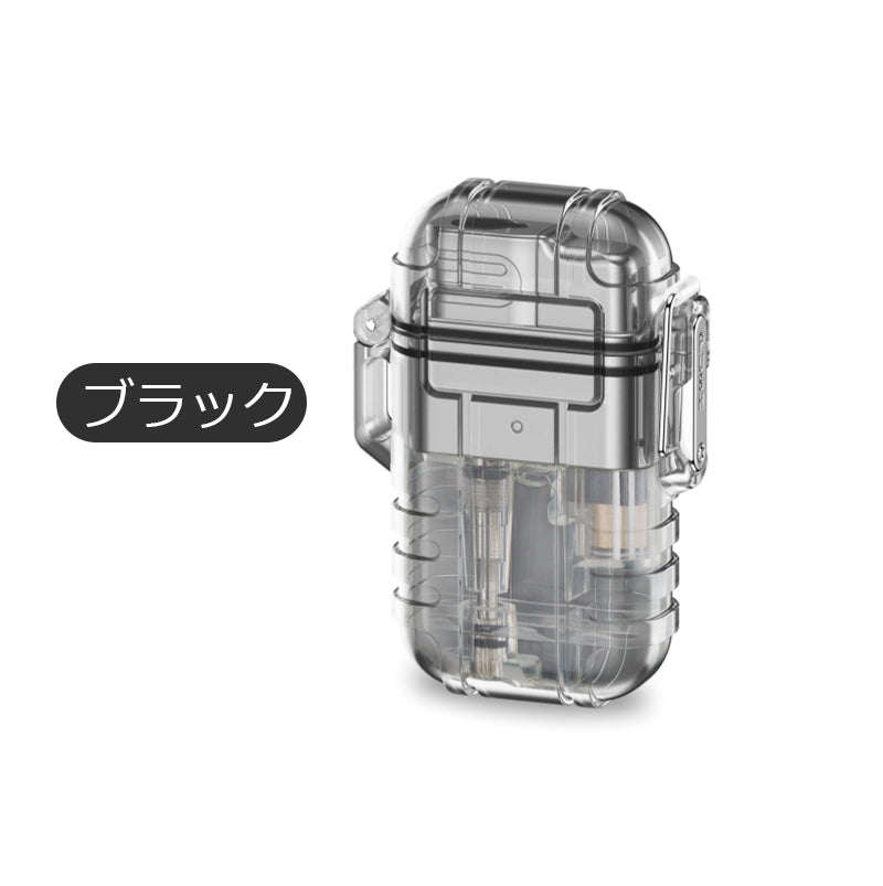 電子ライター 小型 軽量 超強力青炎 3color 防水仕様 防風 登山 キャンプ 防災 おしゃれ 誕生日 記念日 プレゼント 持ちやすい s102A(ブラック)