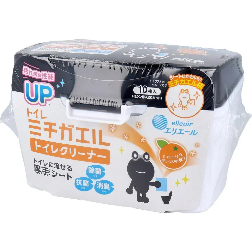 お得な10箱セット 除菌トイレクリーナー エリエール ミチガエルトイレクリーナー さわやかなオレンジの香り 本体 10枚入り X10箱