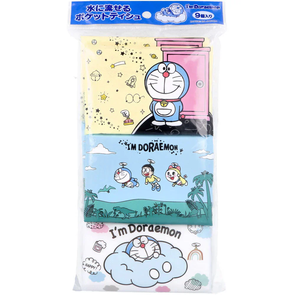 ハヤシ商事 水に流せるポケットティシュ I'm Doraemon アイムドラえもん 8組16枚 9個入り X10パック
