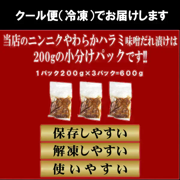 ガツンと にんにく やわらか ハラミ 味噌だれ漬け 600g お試しセット 焼肉 BBQ バーベキュー 情熱ホルモン 北海道沖縄県は別途送料追加