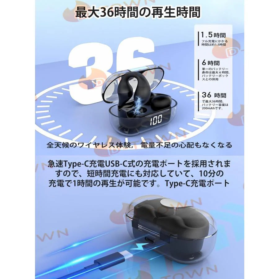 即納 ワイヤレスイヤホン Bluetooth5.3 空気伝導イヤホンbluetoothイヤーカフ イヤホンイヤホン ワイヤレスHIFI音質オープンイヤー