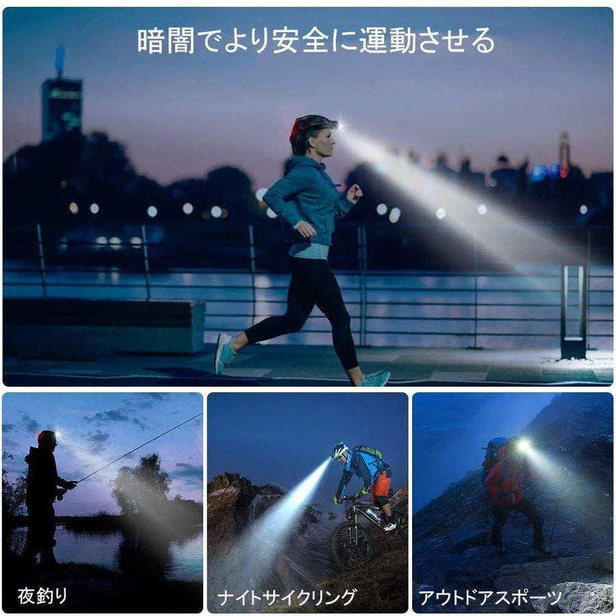 ヘッドライト USB急速充電式 90°回転可能　ズーム機能　ヘッドランプ ヘルメット ライト ズーム機能 ヘッド懐中電灯 夜釣り ライト 軽量 防水 停電 防災 登山