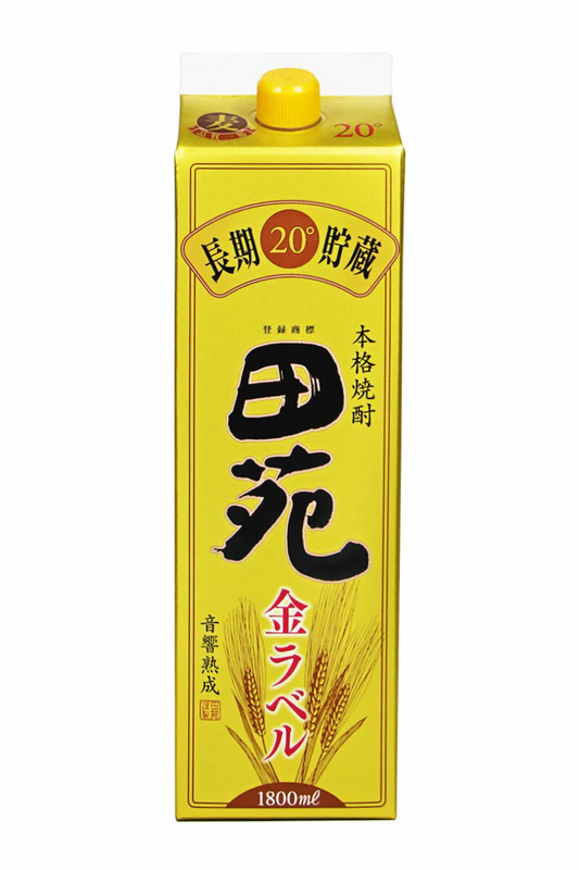 田苑酒造 田苑 金ラベル 長期貯蔵 麦 20度 1800ml 1.8L パック 1本【ご注文は12本まで同梱可能】