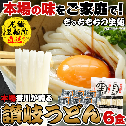 【ポスト投函！本場の味6食分】 讃岐うどん 300g×2袋 鎌田醤油特製ダシ醤油6袋付きでパッと作れる！忙しい日の時短ランチの救世主 【ゆうパケット出荷】鎌田醤油特製ダシ醤油6袋付き!!讃岐うどん6食分600g（300g×2袋）産直卸マーケット