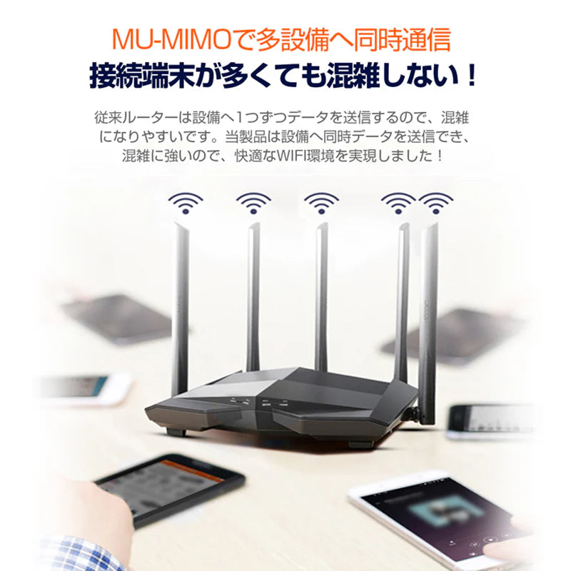 Wi-Fiルーター 無線LANルーター WIFI5 中継器 IPv6 MU-MIMO 11ac Wi-Fi5 デュアルバンド 2033Mbps インターネット 事務所 家庭 光回線 安定 高速 長距離