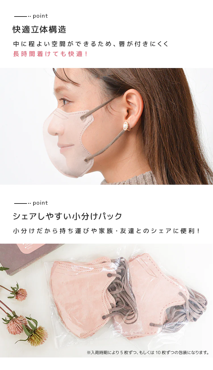 【FREEサイズ】【ヘーゼルナッツ】バイカラー 立体マスク バイカラー 小顔 立体 不織布 カラー 血色 5D 3Dマスク マスク 両面 同色 カラーマスク ジュエルフラップマスク 3Dデイリースタイル Jewel Flap Mask 3D daily style Fit type フィットタイプ 公式 WEIMALL bwm5d