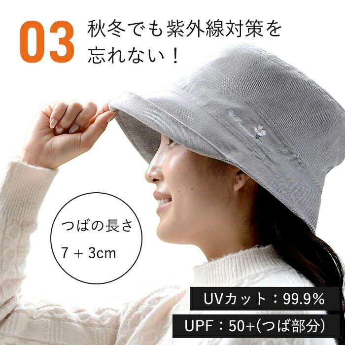 【チャコールグレー】ＵＰレノマ お洒落なエッジアップチューリップ帽子（ベージュ） 帽子 コーデュロイ 秋 冬 可愛い かわいい おしゃれ 保湿性 吸水 暖かい ＵＶカット99.9％ UPF50+