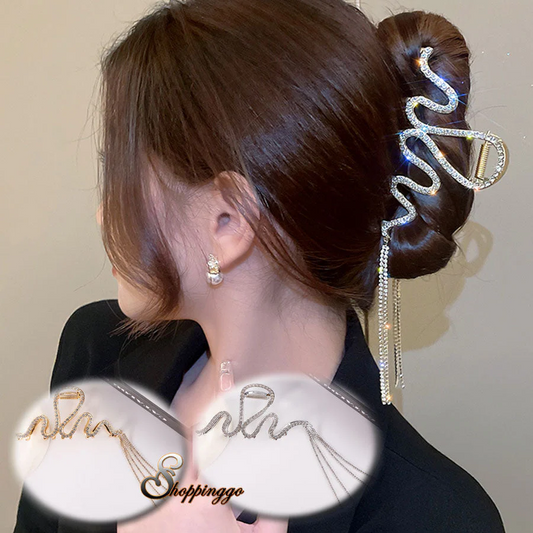(ゴールド)キラキラヘアクリップ 大きめ バンスクリップ ヘアアクセサリー オシャレ 髪飾り 上品 パーティー飾り