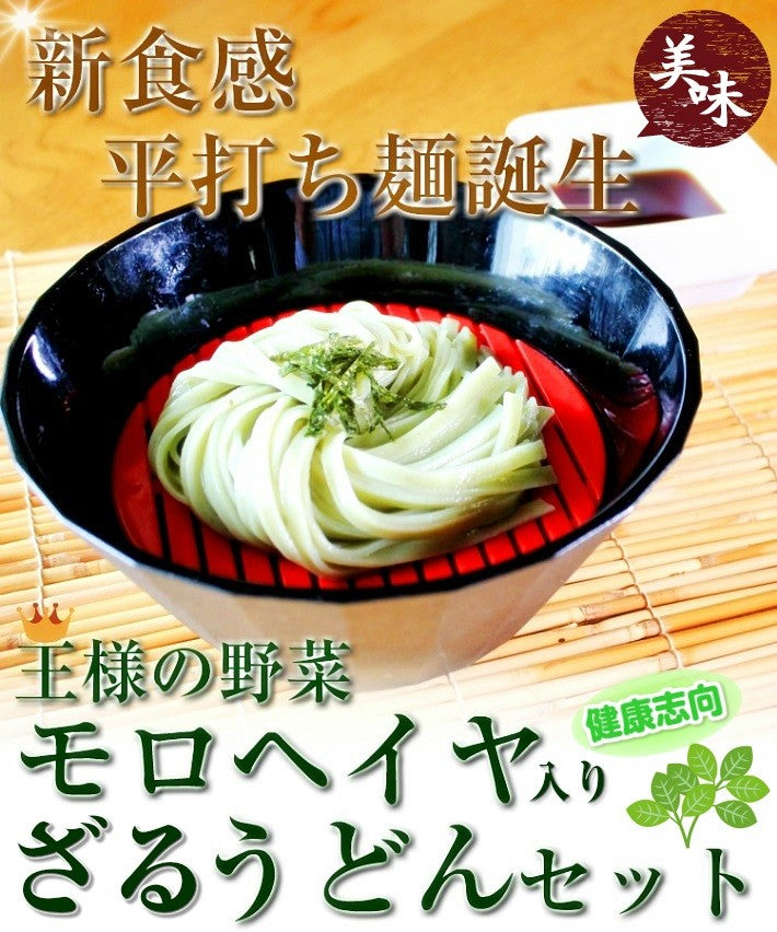 九州熟成半生ざるうどん！専用めんつゆ付き！4人前セット 平打ち麺 ビタミン豊富なモロヘイヤ入り♪