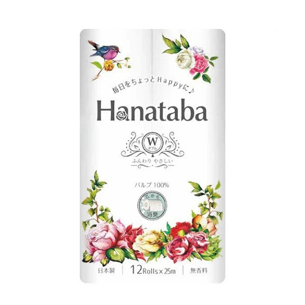 トイレットペーパー 丸富製紙 Hanataba ダブル25m 12ロールＸ8パック
