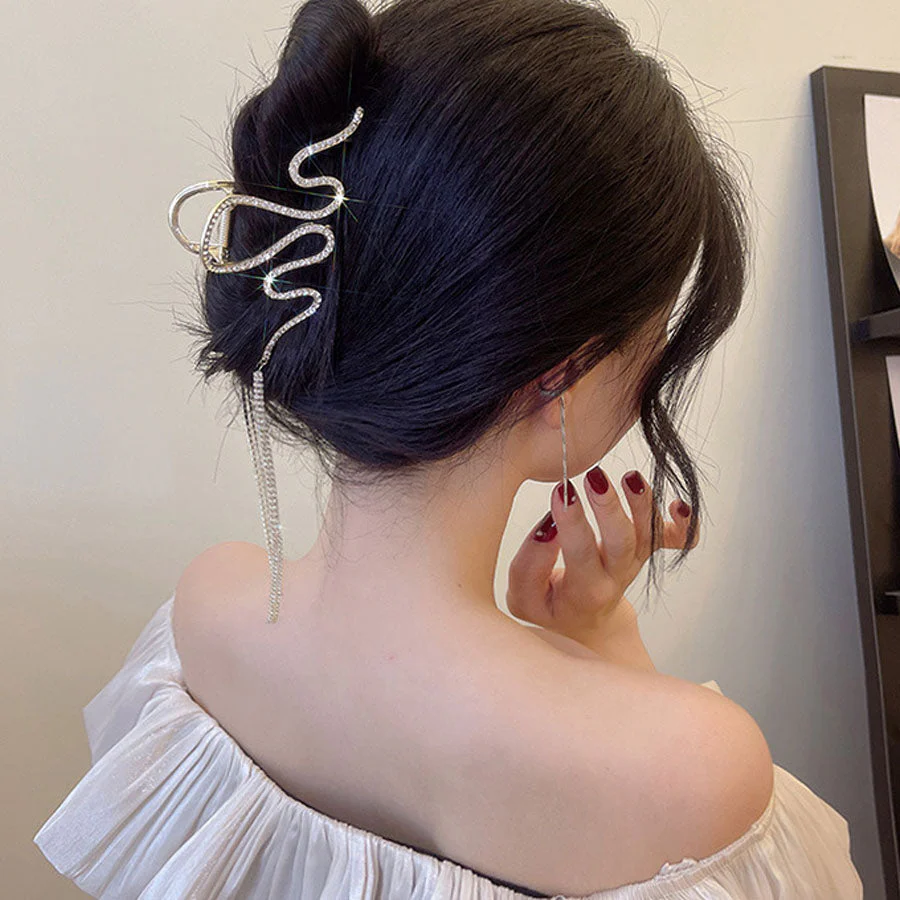 (ゴールド)キラキラヘアクリップ 大きめ バンスクリップ ヘアアクセサリー オシャレ 髪飾り 上品 パーティー飾り