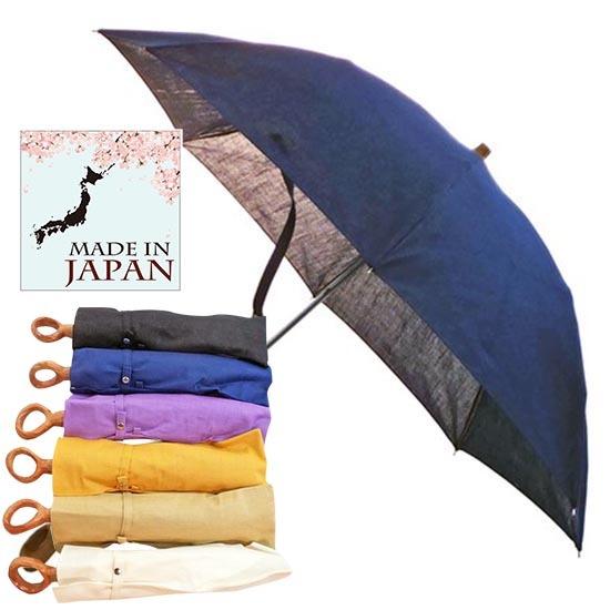 傘 日本製 折りたたみ 高級 高品質 傘インディアンヘッド  カラフル ネイビー 晴雨兼用 パラソル UV加工