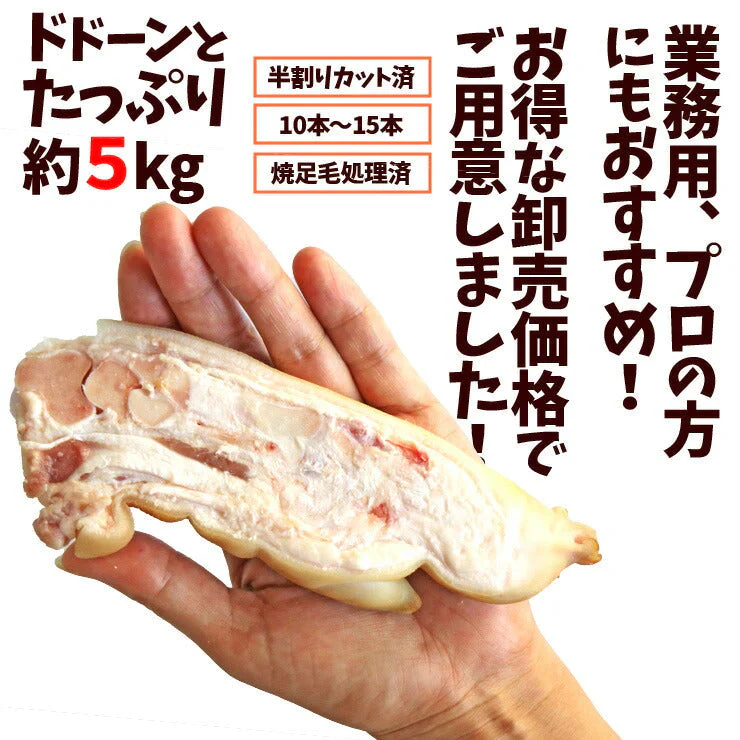 国産 九州 豚足   半割り カット 済み 2/1業務用 生 冷凍 約5kg 10-15本前後 焼足毛処理済