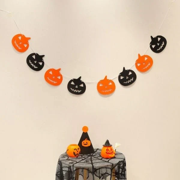 (タイプB) ハロウィン 飾り ガーランド ４本セット かぼちゃ 旗 雑貨 お化け 骸骨 吊るす 旗 インテリア 小物 デコレーション 小物 飾り付け 壁 玄関
