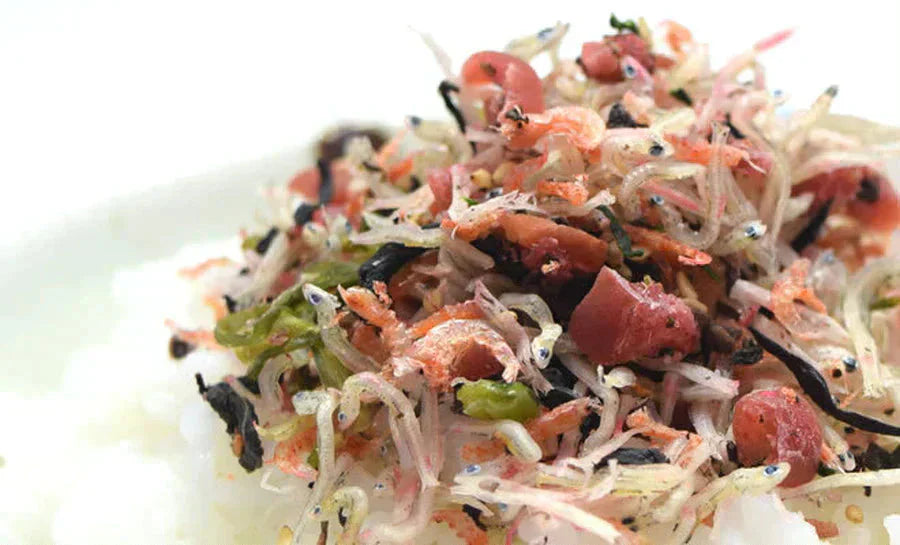 【１袋】贅沢ふりかけ／9種の旨いものを一口で♪「梅・紫蘇・エビ(オキアミ)・ちりめん・鱈・ひじき・野沢菜・わかめ・胡麻」をご飯にのせて♪