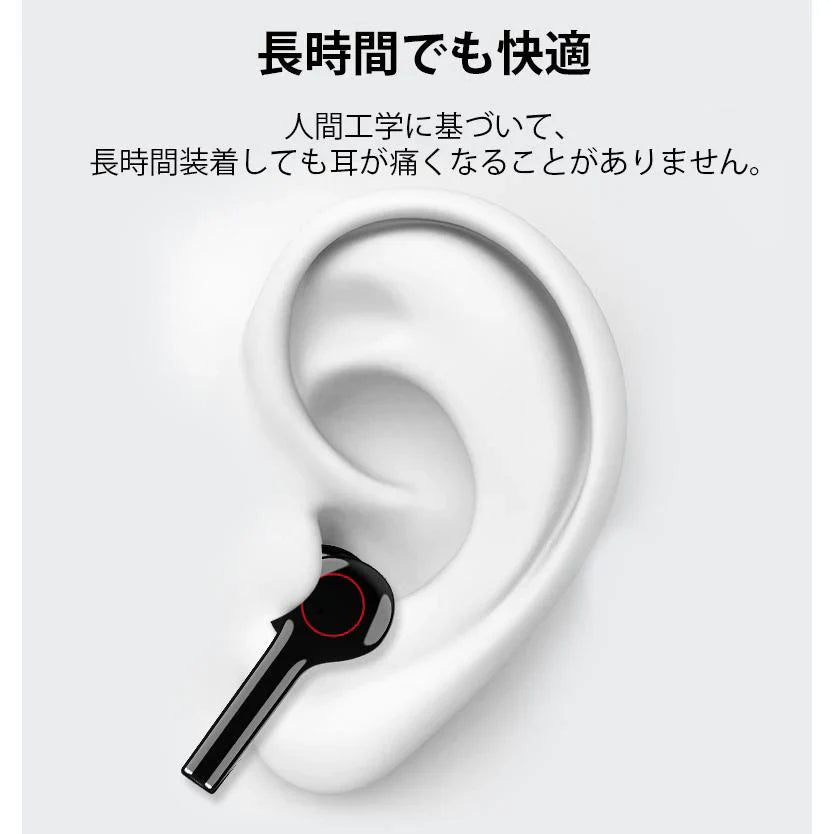 ブルートゥースイヤホン Bluetooth 5.0 ワイヤレスイヤホン 耳掛け型 ヘッドセット 片耳 両耳w041A(ホワイト)