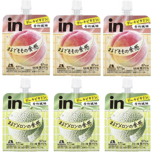 【6個セット！】inゼリー フルーツ食感 もも 3個 ＆ メロン 3個 栄養補助ゼリー 10秒チャージ アソートセット