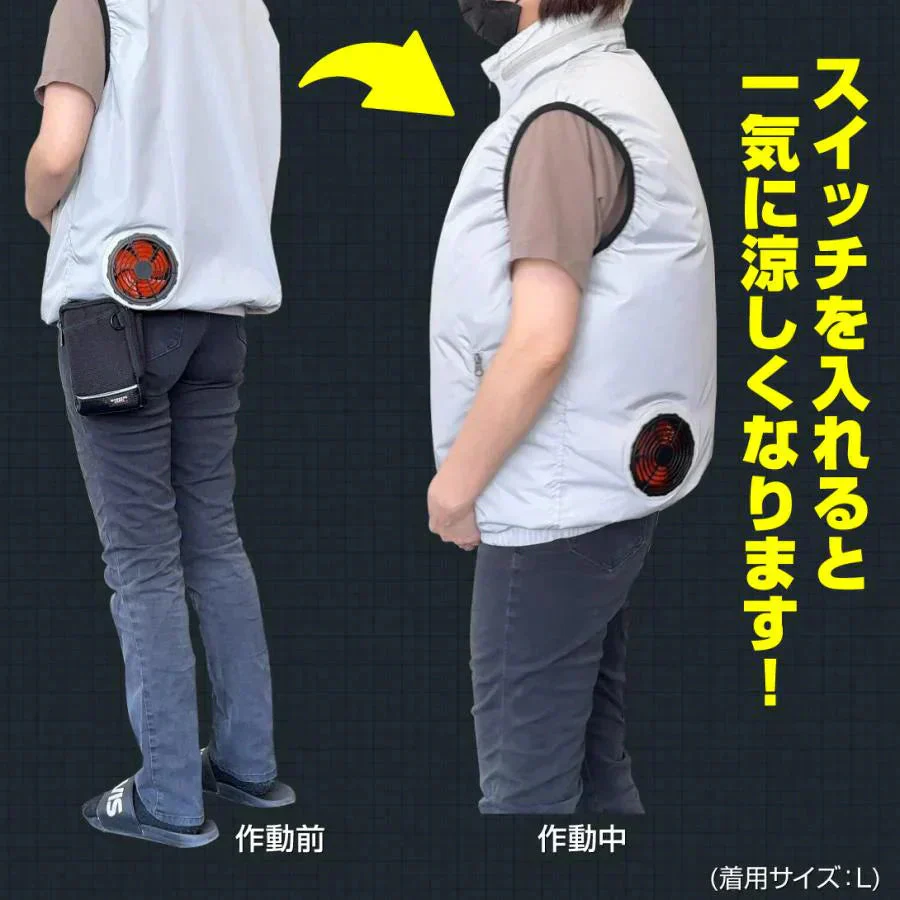 空調ベスト ひんやり風冷ベスト　緑XXL　フルセット 1組