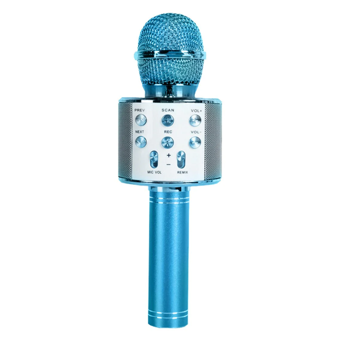カラオケマイク ブルー ワイヤレスマイク Bluetoothマイク スピーカー付き 高音質 USB充電 録音 ボーカルカット エコー 子供 クリスマス 誕生日 パーティー プレゼント