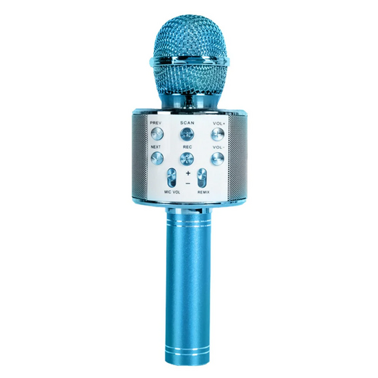 カラオケマイク ブルー ワイヤレスマイク Bluetoothマイク スピーカー付き 高音質 USB充電 録音 ボーカルカット エコー 子供 クリスマス 誕生日 パーティー プレゼント