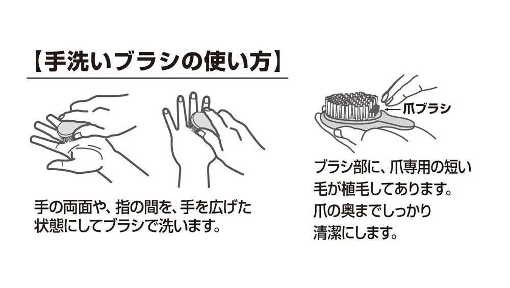 ハンドブラシジュニア　ピンク◆ 手洗いブラシ ウイルス対策 感染予防 イケモトブラシ 子ども  アウトドア レジャー キャンプ 入園 入学 ネイルブラシ ネイルケア 手洗い 爪 ブラシ 手指 ツメ 間 清潔 作業 油落とし 習字 書道 爪の間 身だしなみ