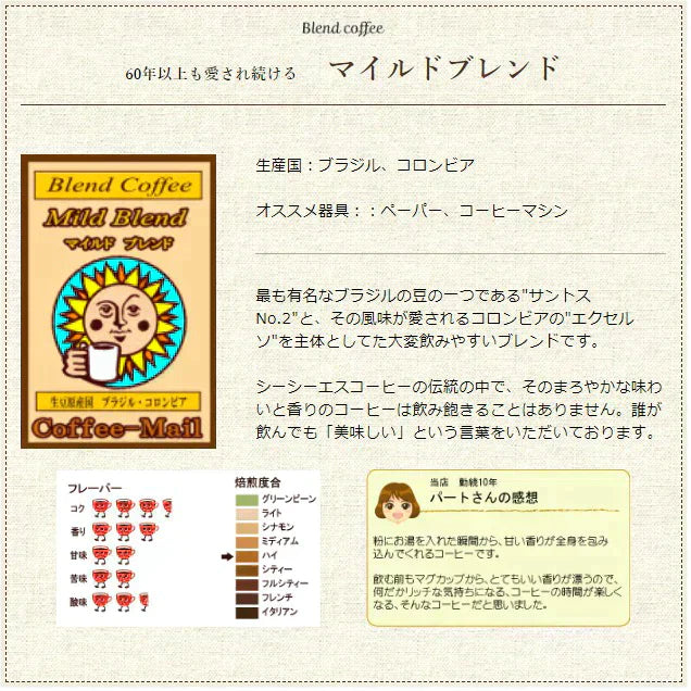 お試しセット　マイルドブレンド、キリマンジャロブレンド　各100ｇ（計200ｇ）豆