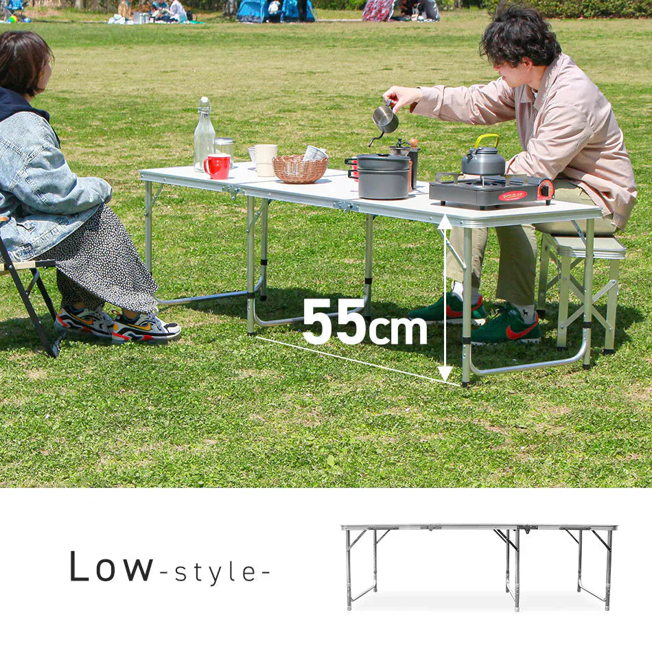 【60×180㎝】【限定：ダークウォルナット】アウトドア テーブル 折りたたみ テーブル レジャーテーブル ピクニックテーブル アウトドアテーブル 幅180cm 軽量 アルミ 折りたたみテーブル 高さ調節 お花見 キャンプ バーベキュー BBQ キャンプ用品