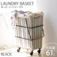 【ブラック】ランドリーバスケット キャスター付き 61L 大容量 ランドリーワゴン 洗濯カゴ 脱衣かご 洗濯かご ワイヤーバスケット 洗濯物 ランドリー 洗濯物入れ かご 脱衣所 洗面所 角型 収納 ランドリー収納 ボックス シンプル おしゃれ 新生活