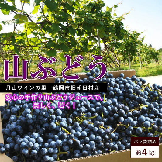 山ぶどう 約4kg 葡萄 ブドウ 山形産 国産 ご家庭用 バラ詰め