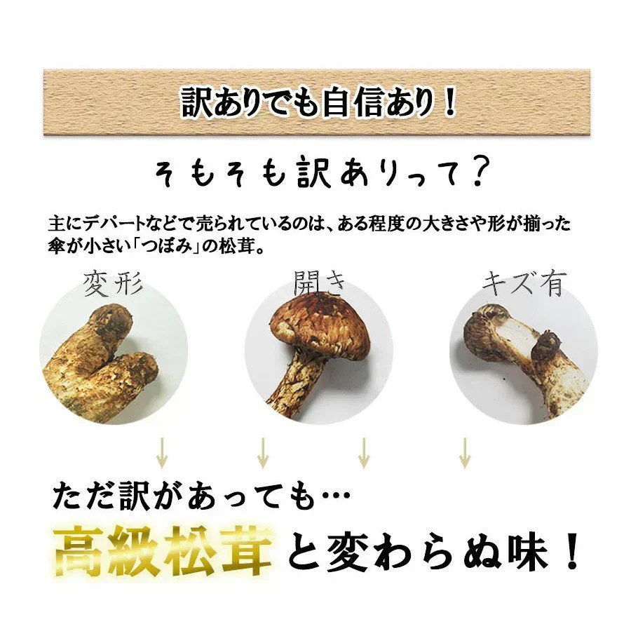 訳あり国産松茸 市場直送でお届け たっぷり堪能できる約200g入り