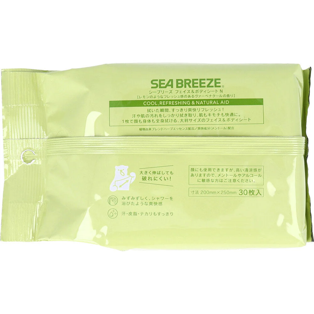 SEABREEZE シーブリーズ フェイス&ボディシート N 大判サイズ ヴァーベナクール 30枚入り X6パック
