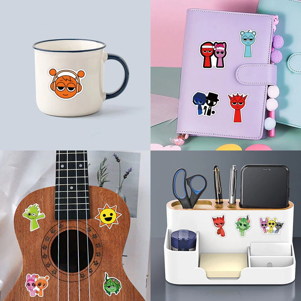 即納商品 114枚 ステッカー スプランキー Sprunki ドール 人形 歌 うモンスター キャラクター オレン プレゼント子供 誕生日 おもちゃ 人気
