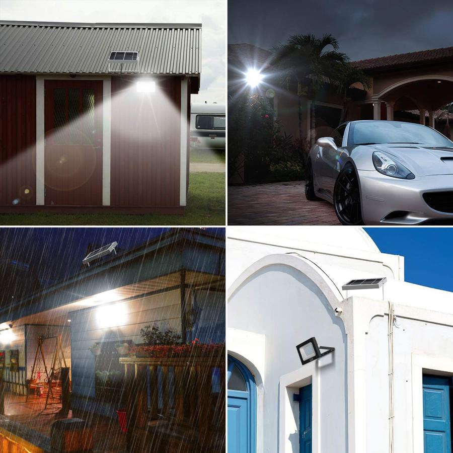 LED 投光器 150w ガーデンライト 太陽光パネル充電 IP66防水 光センサー 高輝度 自動点灯/消灯 電気代0円 大容量電池 防雨