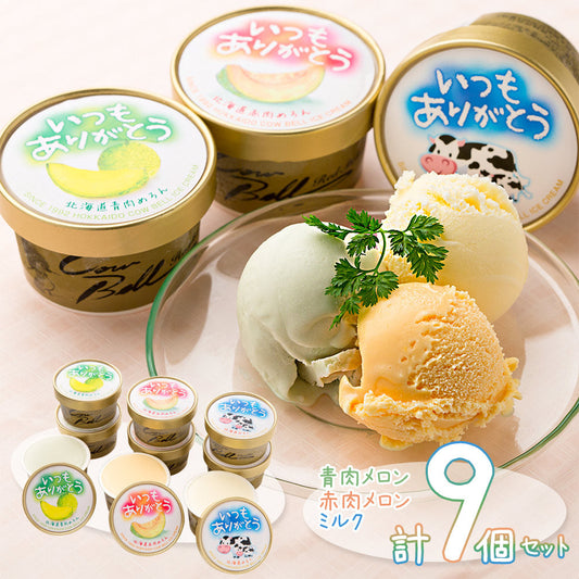 いつもありがとうラベル 十勝アイスクリーム3種セット 計9個【送料込み】【二重包装不可】【お届け不可地域：沖縄・離島】