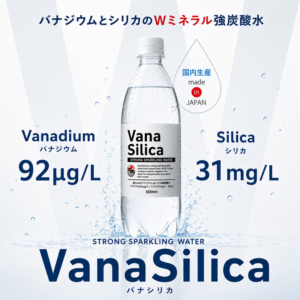 【 1ケース 】 富士山のバナジウム＆シリカ 強炭酸水 VanaSilica（バナシリカ） 500ml 24本 プレーン