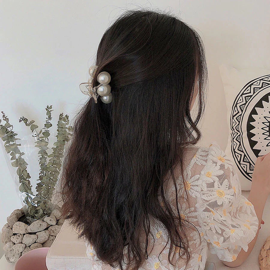 (G)パール バンスクリップ ヘアクリップ アクセント バレッタ まとめ髪 髪飾り ヘアアクセサリー 髪留め ヘアアレンジ