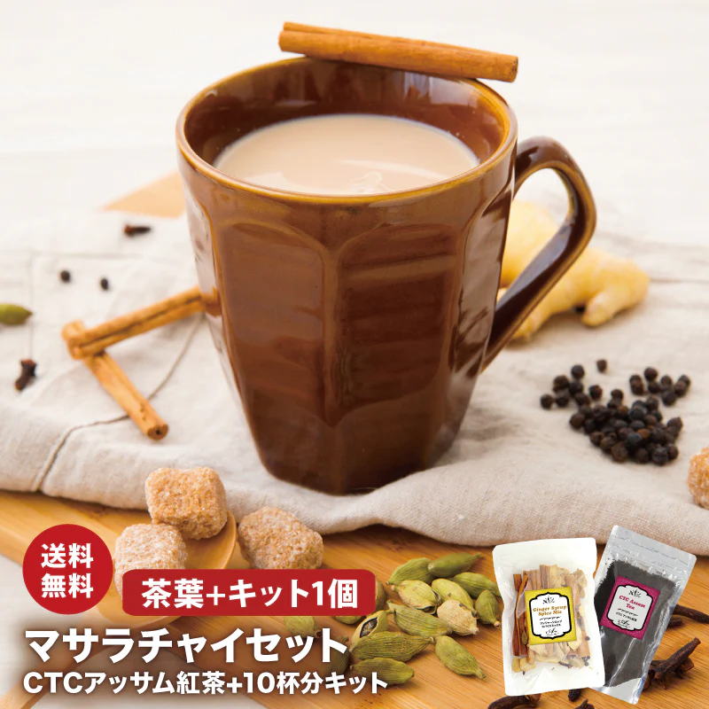 【レシピ・紅茶付】マサラチャイセット 10杯分スパイスキット + 紅茶セット マサラチャイ チャック袋入 お試し シナモン クローブ カルダモン ブラックペッパー ジンジャー クラフトコーラ アイスチャイ