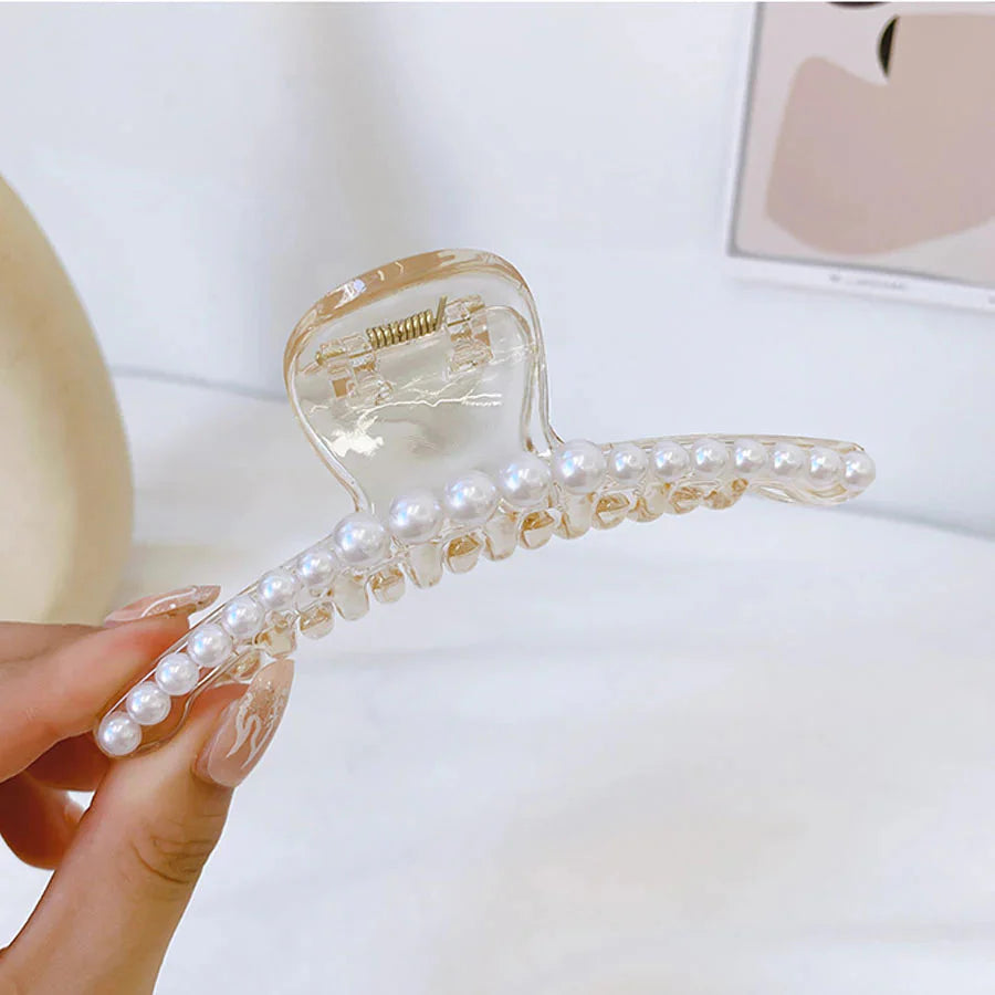 (A)パール バンスクリップ ヘアクリップ アクセント バレッタ まとめ髪 髪飾り ヘアアクセサリー 髪留め ヘアアレンジ