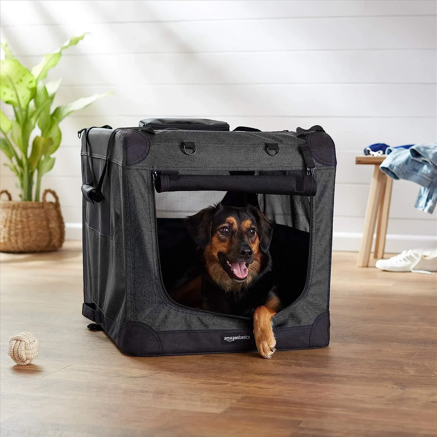 Amazonベーシック訳あり 犬用クレート ペットキャリー 折りたたみ式 ソフトタイプ 66cm ブラック