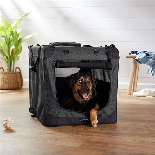 Amazonベーシック訳あり 犬用クレート ペットキャリー 折りたたみ式 ソフトタイプ 66cm ブラック