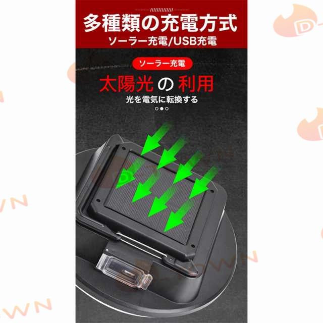 即納 LEDソーラーライト センサーライト 応急 高輝度LEDランプ 残量表示 アウトドア作業 IPX6防水仕様 w038