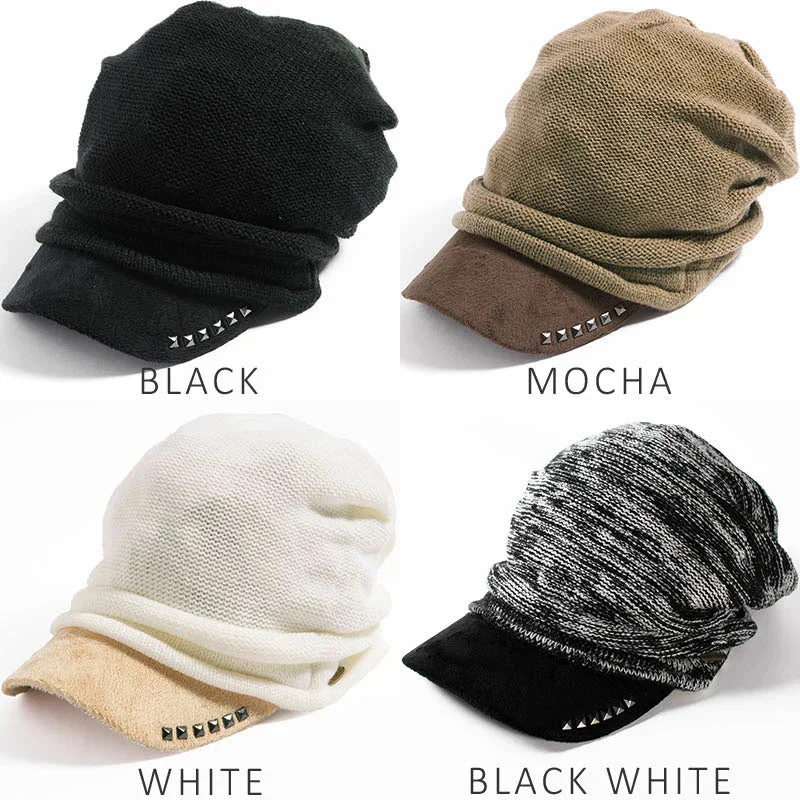 【レッドホワイト】【商品名：アクセントニットキャスケット】