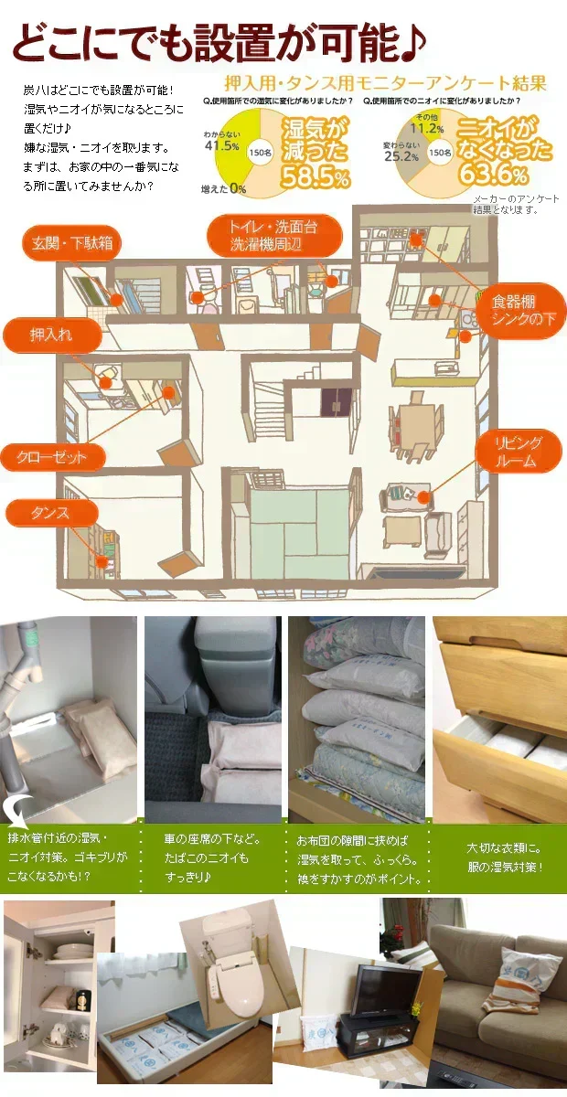 調湿木炭 炭八 押入れ用棒タイプ 5個入