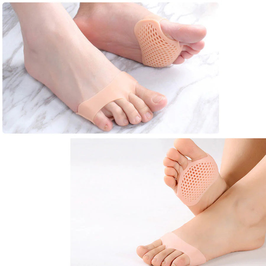(ベージュ)足裏保護パッド シリコン つま先カバー 外反母趾サポーター 足指保護 足裏痛み緩和 ジェルクッション タコ マメ