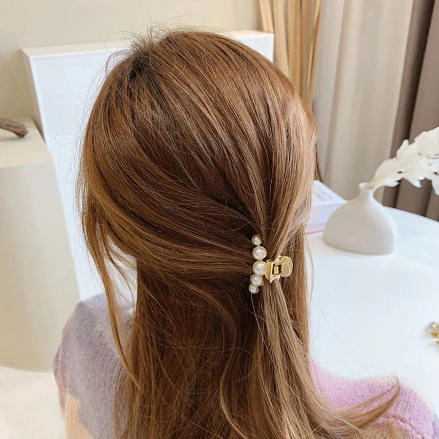 (G)パール バンスクリップ ヘアクリップ アクセント バレッタ まとめ髪 髪飾り ヘアアクセサリー 髪留め ヘアアレンジ