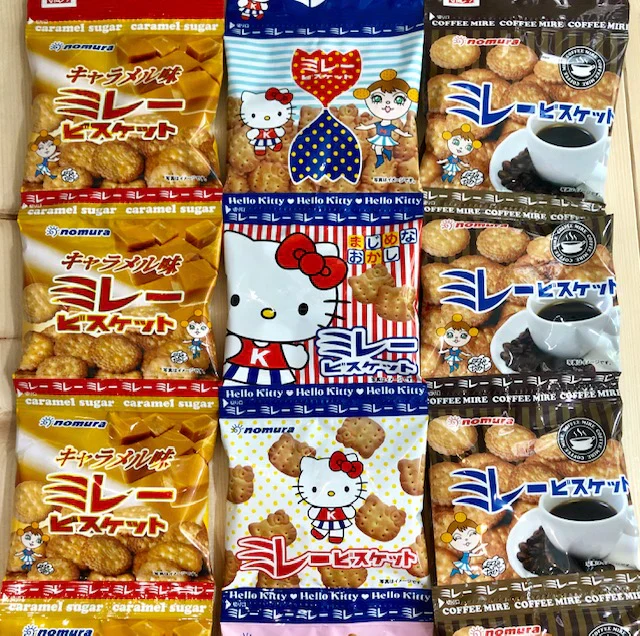 送料無料 野村 のむら 4連ミレービスケット いろいろ お得10個セット人気のおやつ! 送料無料（北海道・沖縄の方は送料500円となります）ミレー 野村煎豆加工店 おやつ 小袋菓子 野村のミレー お菓子 駄菓子 小袋 ギフト 詰め合わせ ビスケット クッキー ご当地グルメ 出来立て発送